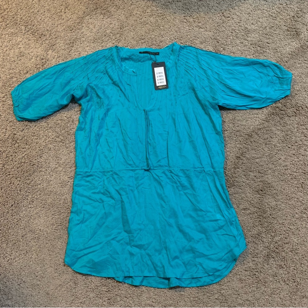 NWT VIX Paula Hermanny Sara Caftan Coverup Dress Small Tahiti Blue Teal - Picture 4 of 14